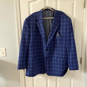 Oak Hill Mens Blazer Sport Coat Two Button Jacket Size 54R Casual Suit Blue